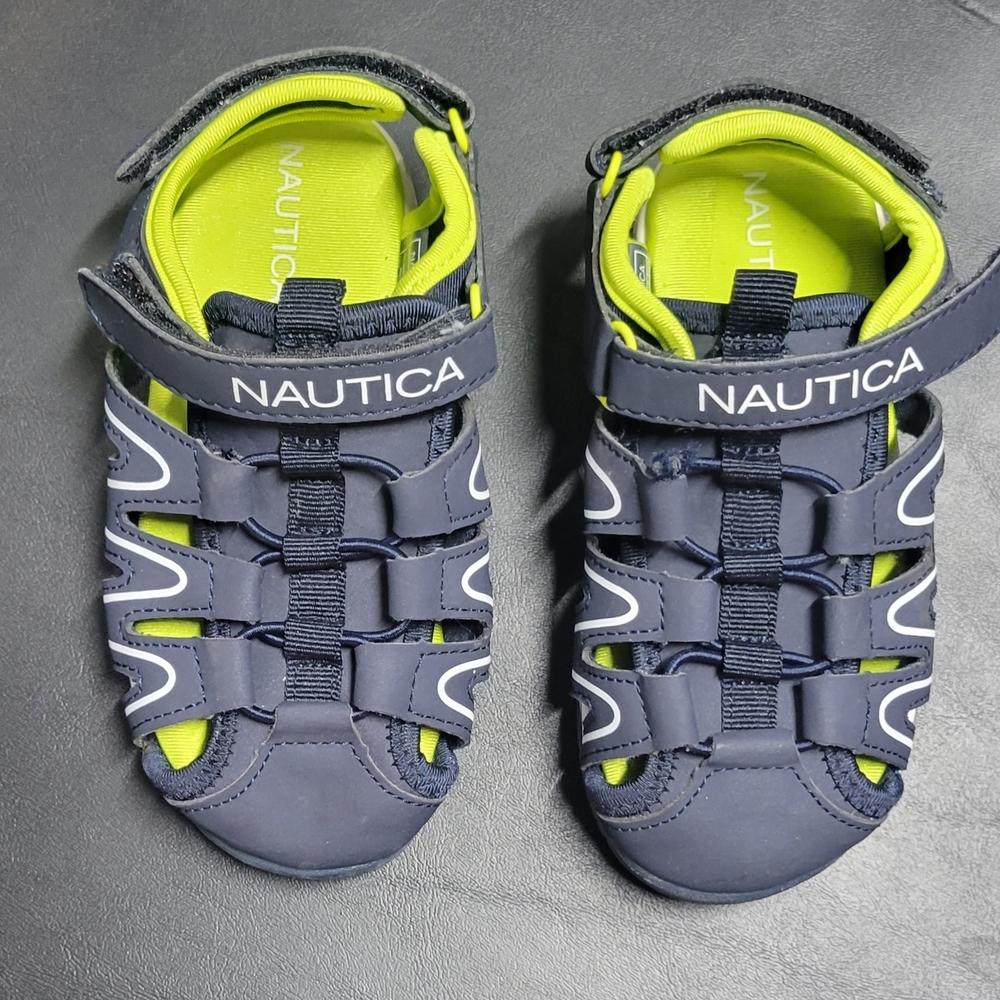 Nautica Kids Navy and Lime Sandals